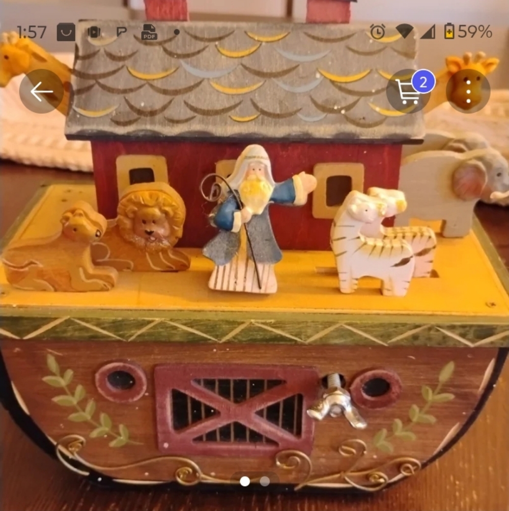 Wooden Noah's Ark Music Box